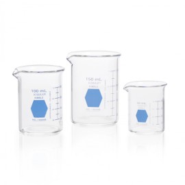 Vaso de Precipitado,Regular, Forma Baja Decorado En Azul Graduado 600 Ml