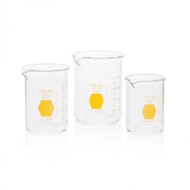 Vaso de Precipitado,Regular, Forma Baja Decorado En Amarillo Graduado 50 Ml