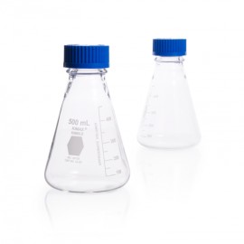 Matraz Erlenmeyer  Rosca Gl 45 Con Tapa Azul Y Anillo Polipropileno 2000 Ml